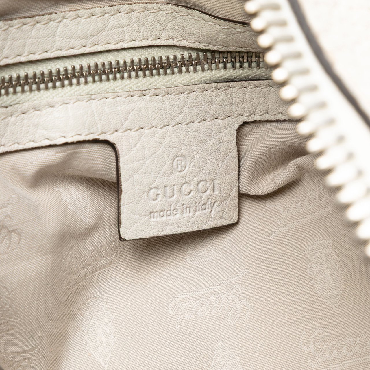 Gucci Large Leather Bamboo Bar Tote Wit