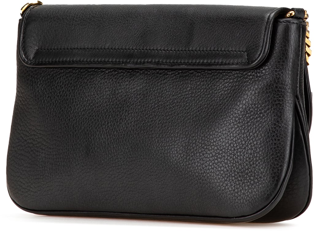 Gucci Medium Leather 1973 Chain Shoulder Bag Zwart