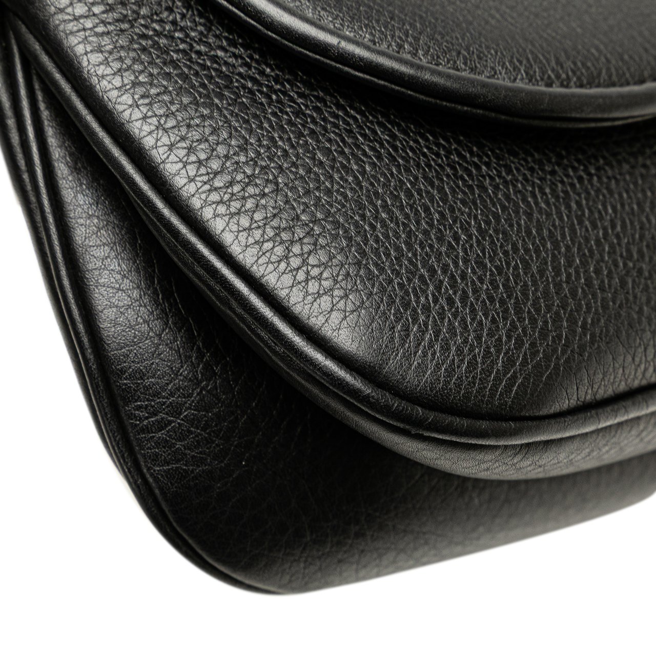 Gucci Medium Leather 1973 Chain Shoulder Bag Zwart