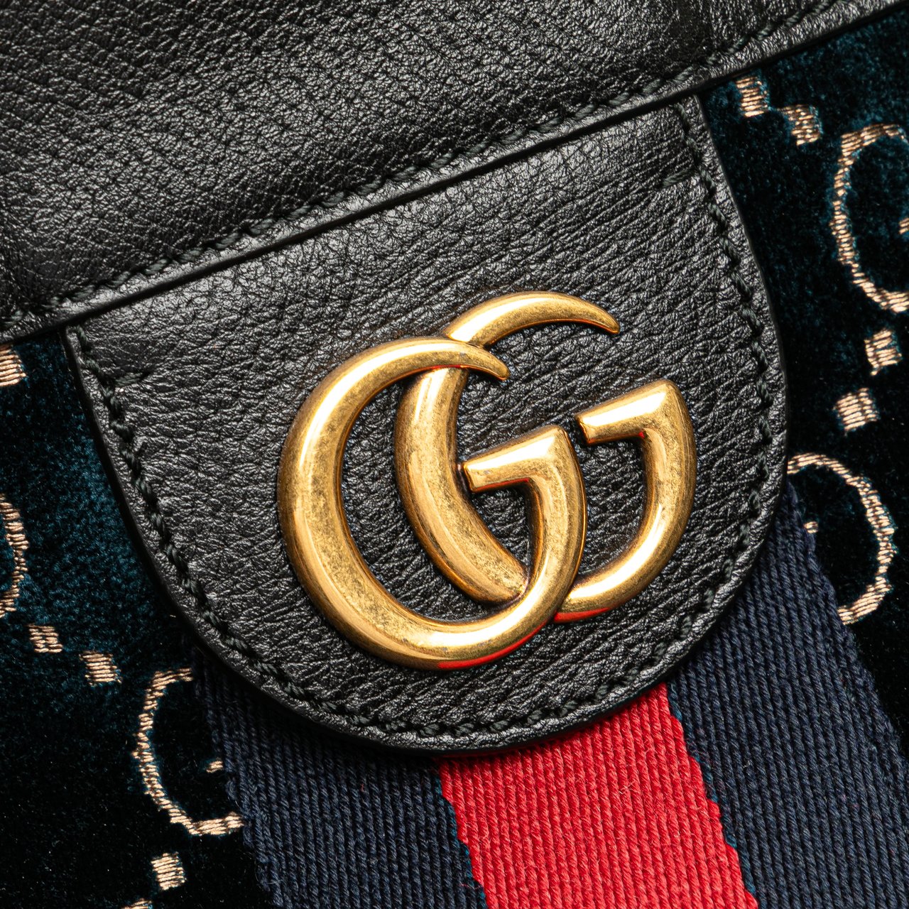 Gucci Large GG Velvet Web Ophidia Tote Blauw