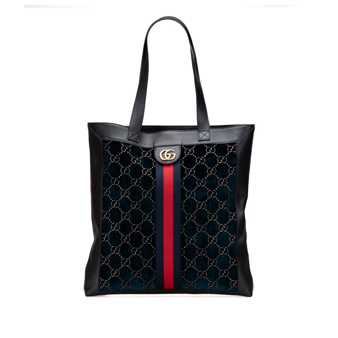 Gucci Large GG Velvet Web Ophidia Tote Blauw