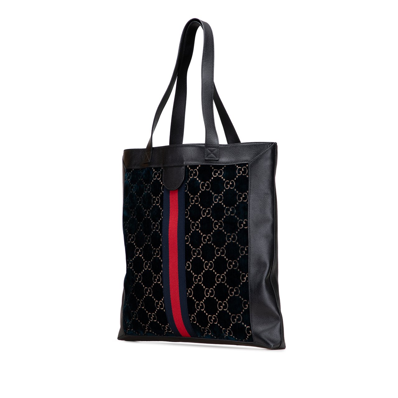 Gucci Large GG Velvet Web Ophidia Tote Blauw