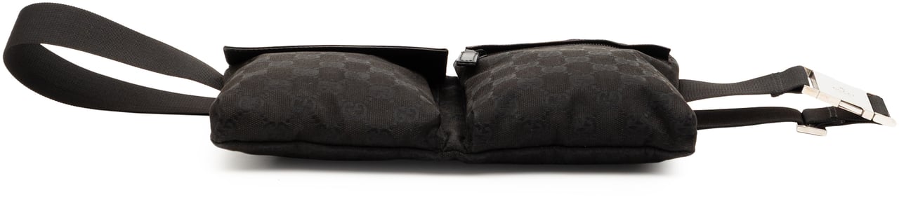 Gucci GG Canvas Double Pocket Belt Bag Zwart