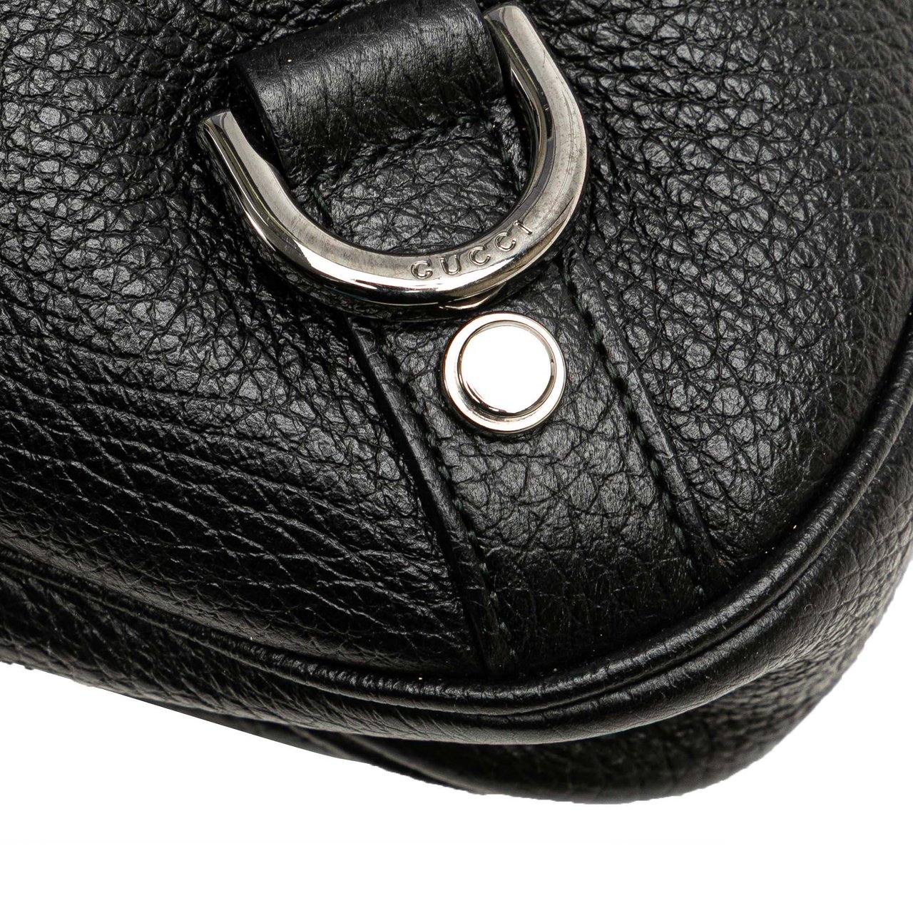 Gucci Pebbled Leather Abbey D Ring Shoulder Bag Zwart