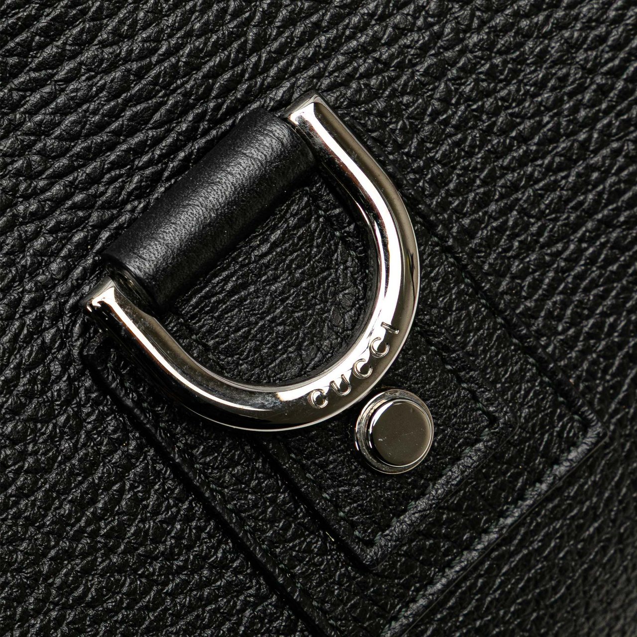Gucci Pebbled Leather Abbey D Ring Shoulder Bag Zwart
