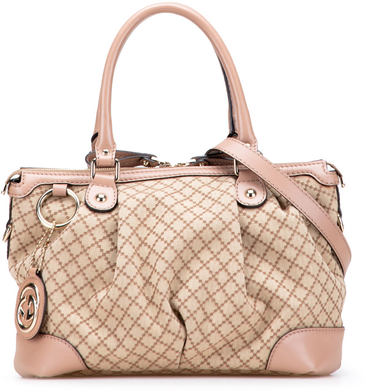 Gucci Diamante Canvas Sukey Satchel Bruin