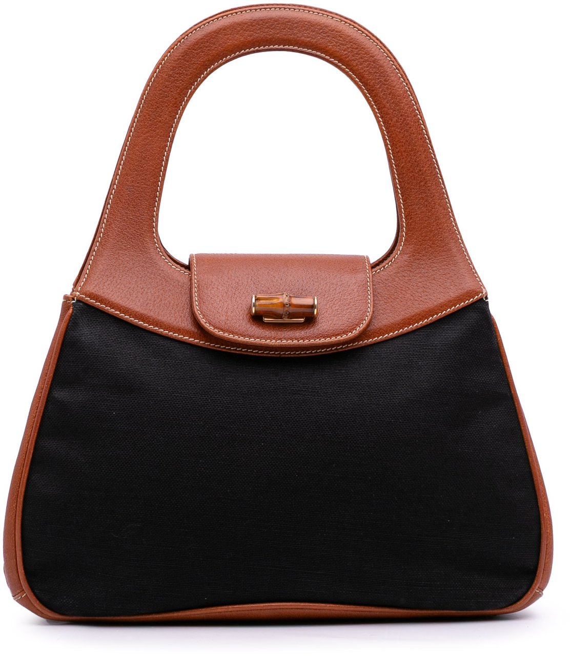 Gucci Canvas Bamboo Handbag Zwart