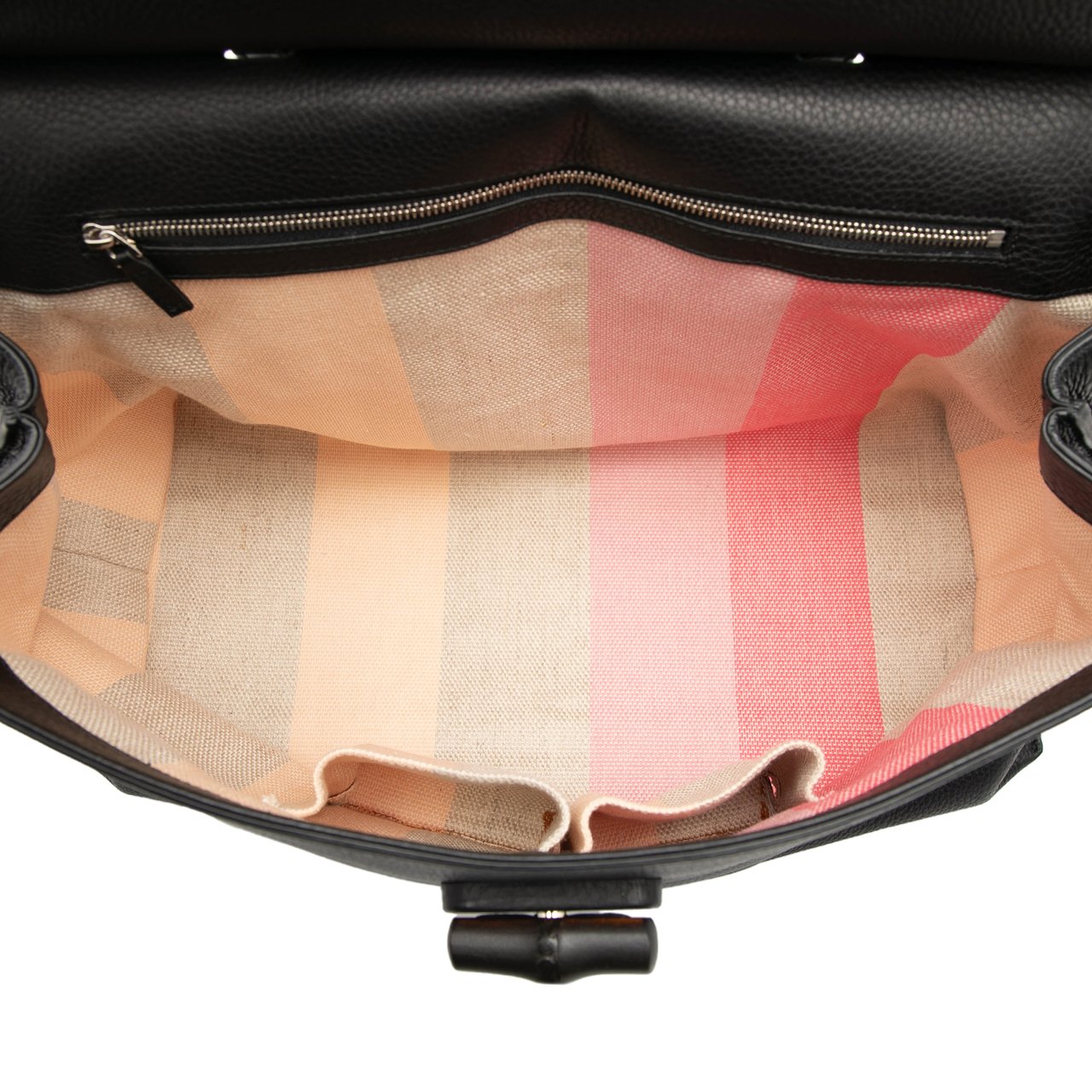 Gucci Large Leather Bamboo Daily Satchel Zwart