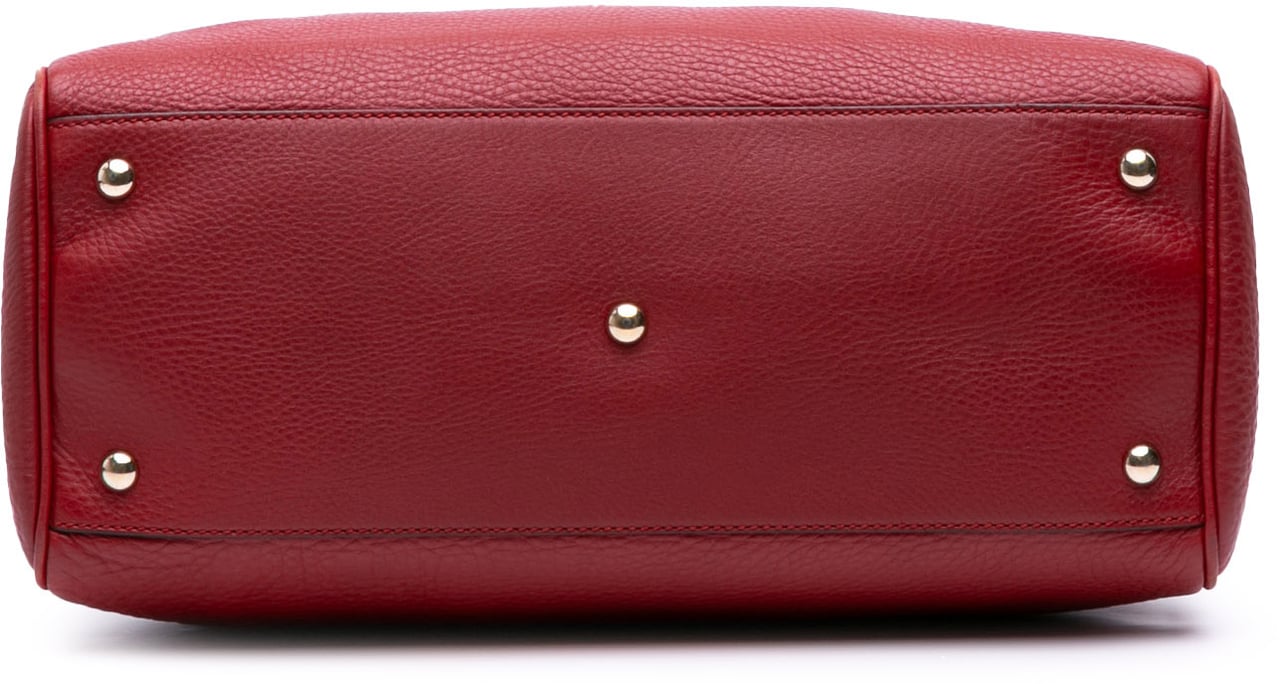 Gucci Medium Calfskin Bamboo Shopper Satchel Rood