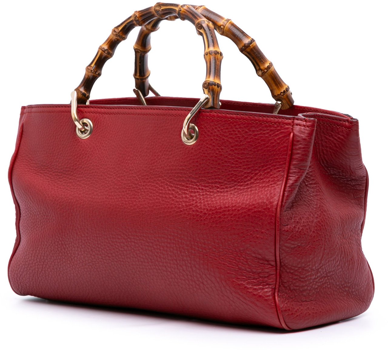 Gucci Medium Calfskin Bamboo Shopper Satchel Rood