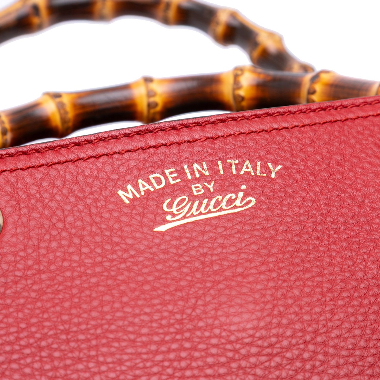 Gucci Medium Calfskin Bamboo Shopper Satchel Rood