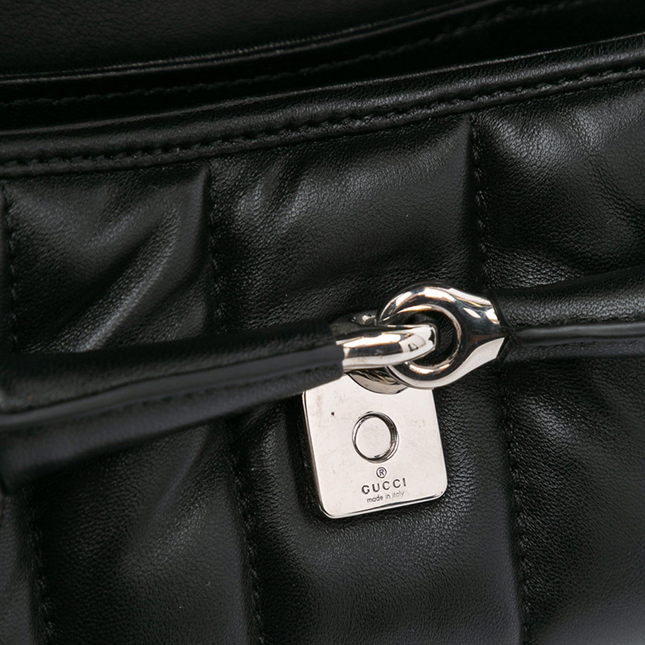 Gucci Small Leather Horsebit Chain Satchel Zwart