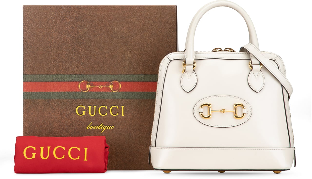 Gucci Small Leather Horsebit 1955 Satchel Wit