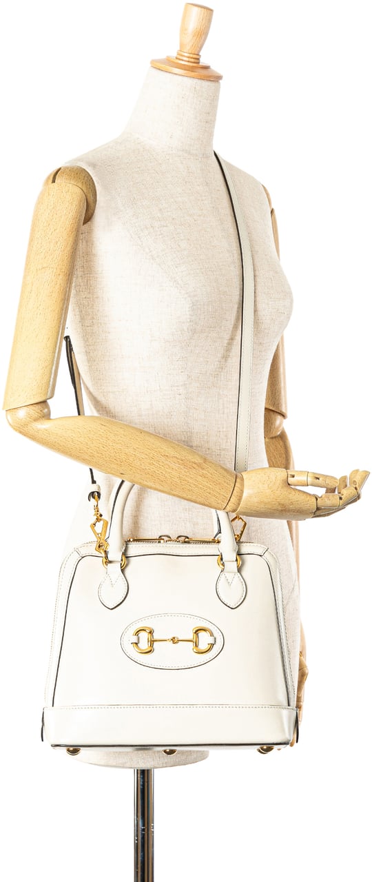 Gucci Small Leather Horsebit 1955 Satchel Wit