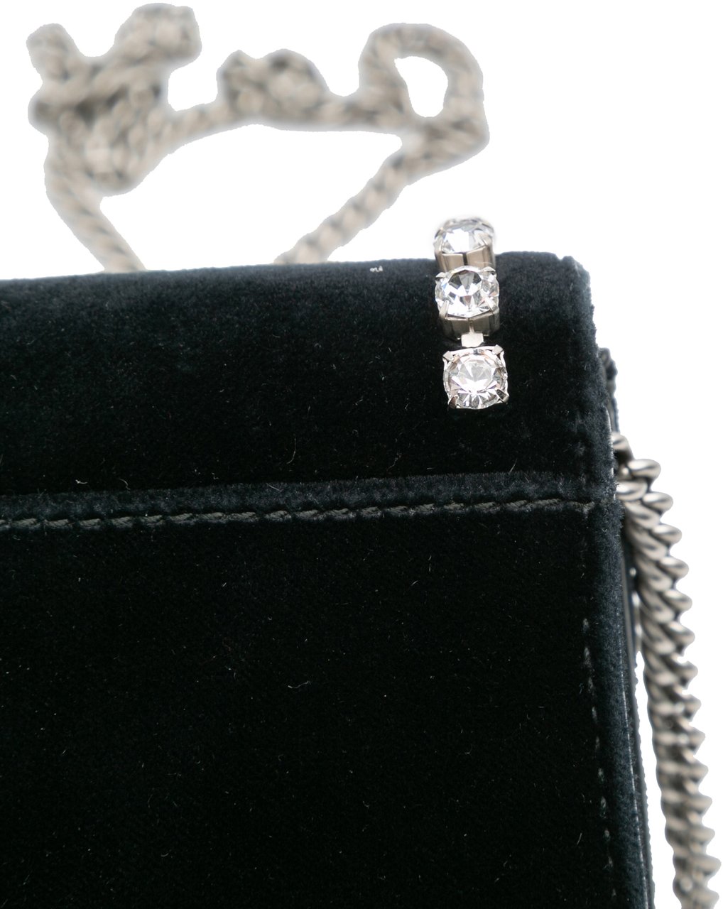 Gucci Mini Crystal Embellished Velvet Dionysus Crossbody Zwart