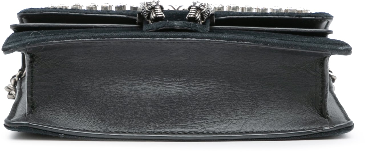 Gucci Mini Crystal Embellished Velvet Dionysus Crossbody Zwart
