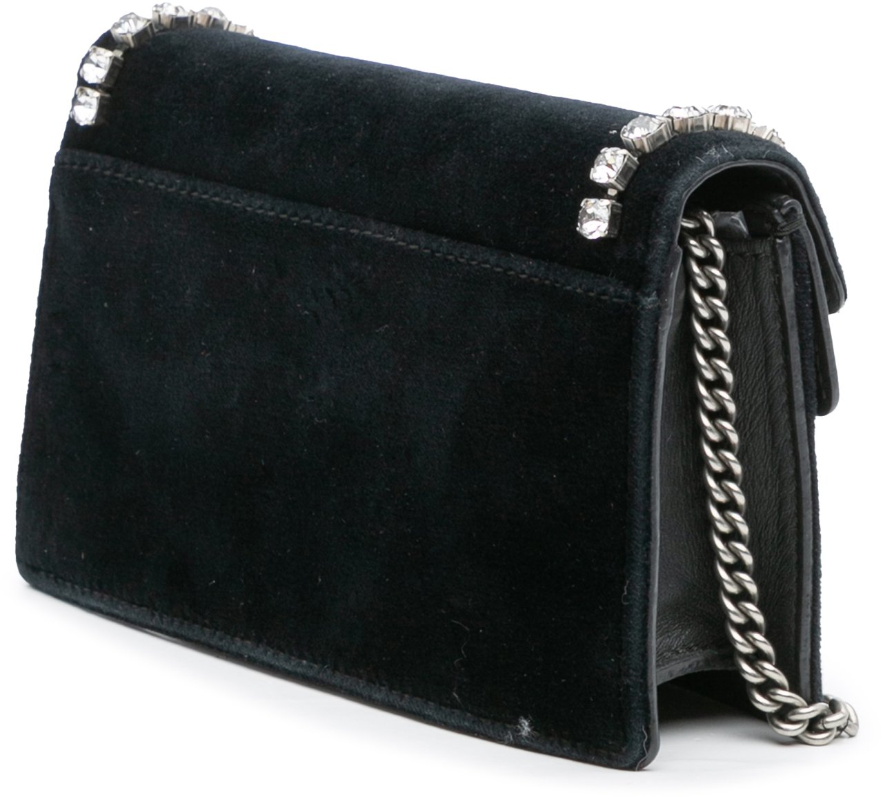 Gucci Mini Crystal Embellished Velvet Dionysus Crossbody Zwart