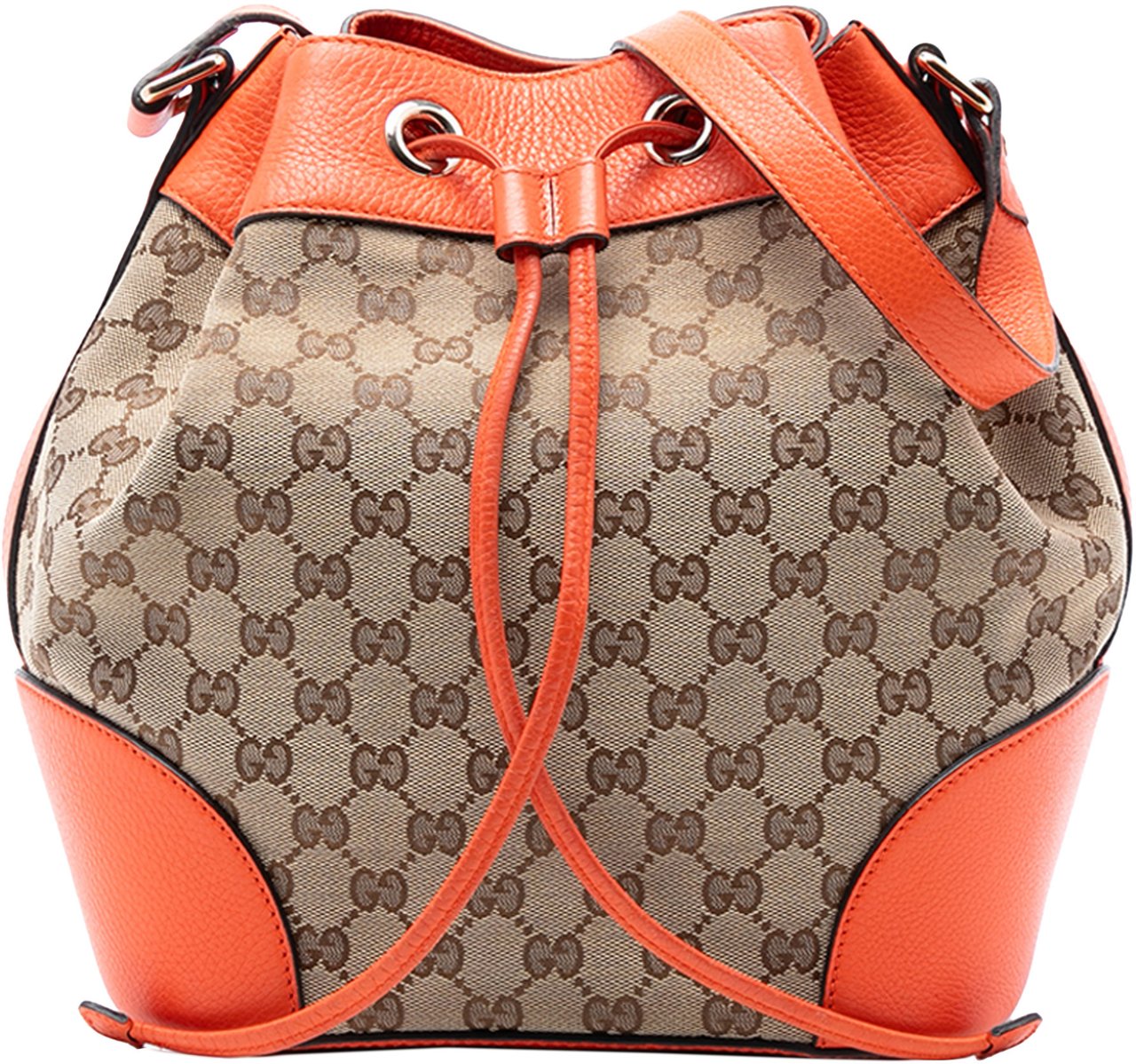 Gucci GG Canvas Drawstring Bucket Bag Bruin