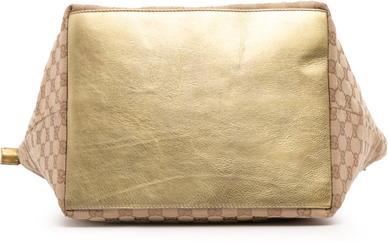 Gucci GG Canvas Web Tote Bruin