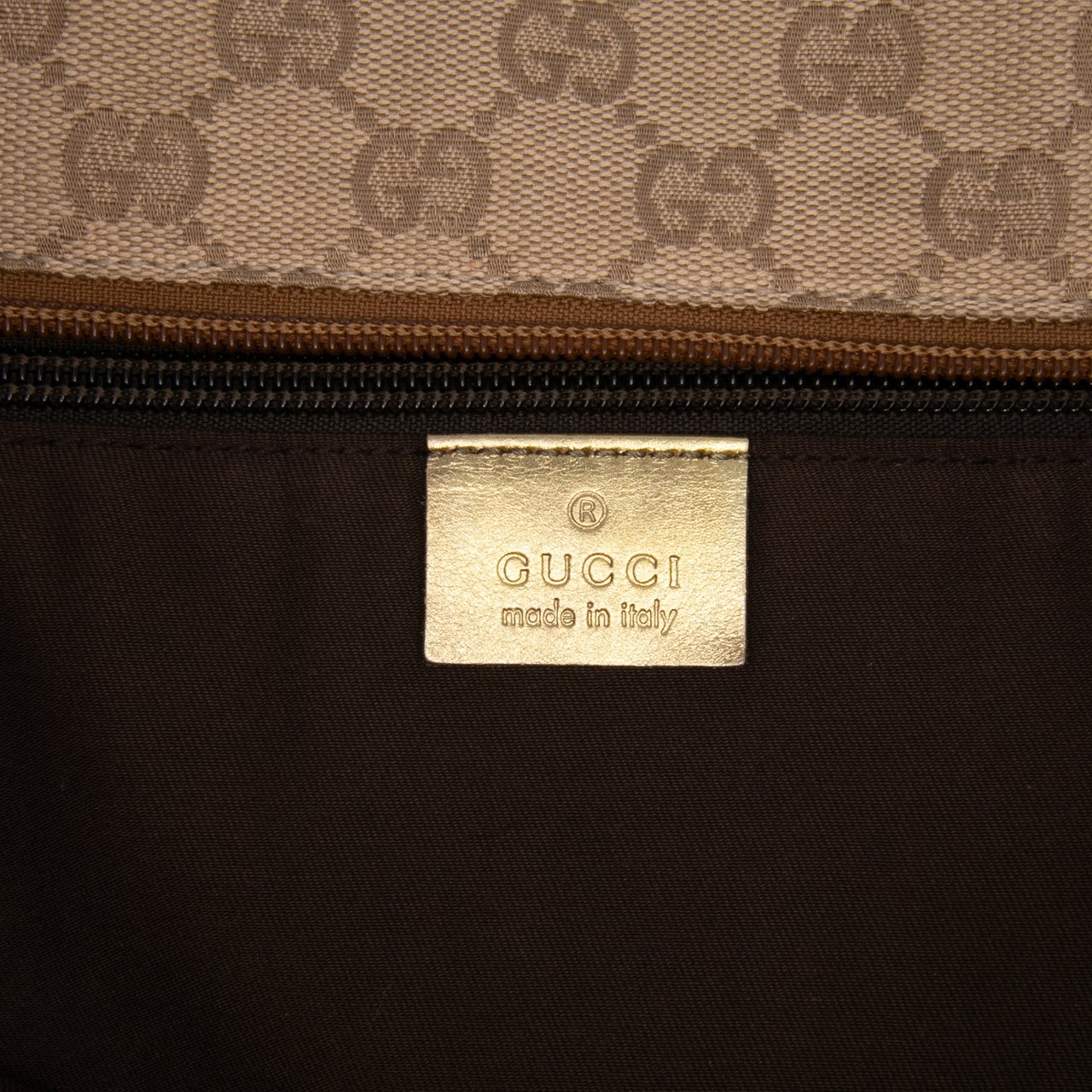 Gucci GG Canvas Web Tote Bruin