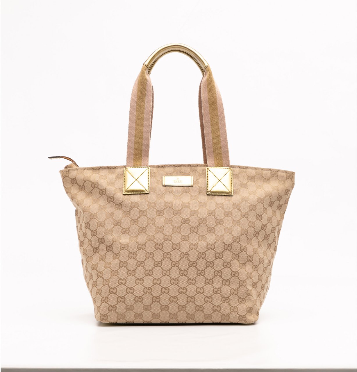 Gucci GG Canvas Web Tote Bruin