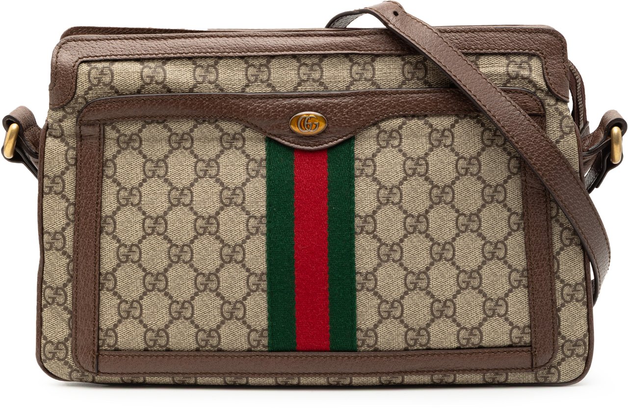 Gucci Medium GG Supreme Ophidia Crossbody Bruin