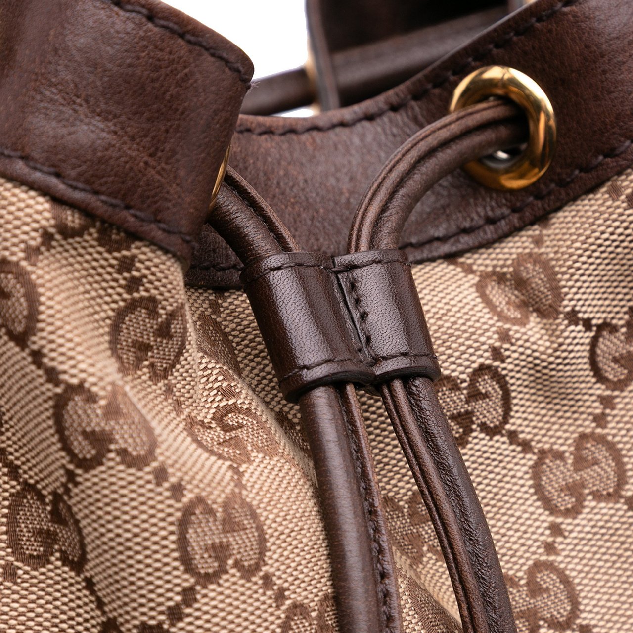 Gucci GG Canvas Interlocking Icon Drawstring Hobo Bruin