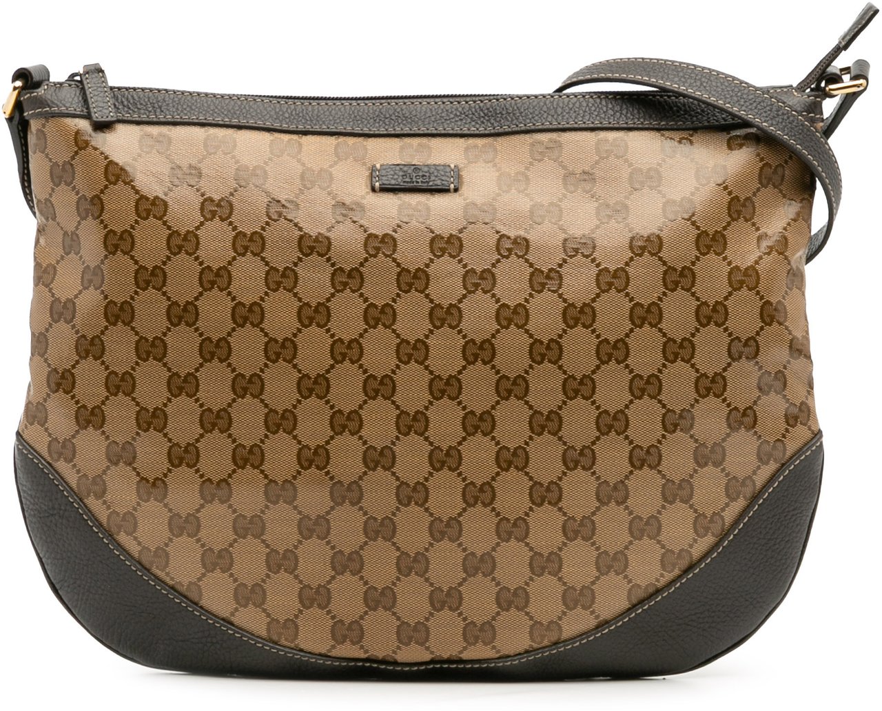 Gucci Large GG Crystal Half Moon Crossbody Bruin