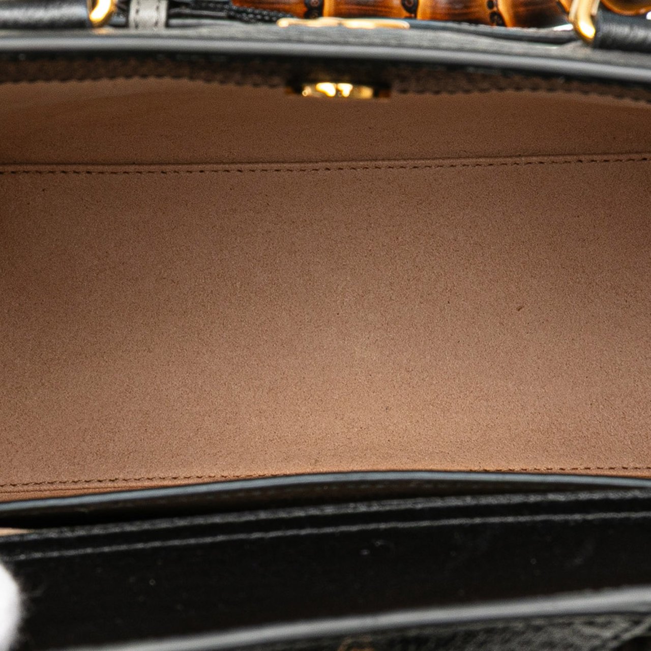 Gucci Small Leather Bamboo Diana Satchel Zwart