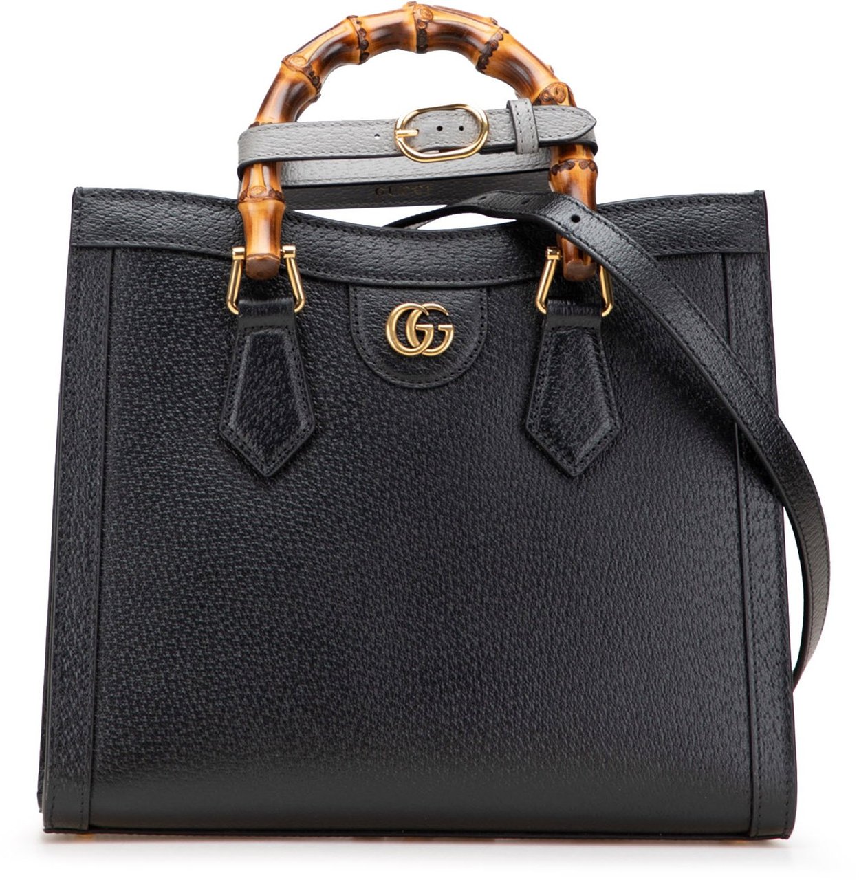 Gucci Small Leather Bamboo Diana Satchel Zwart