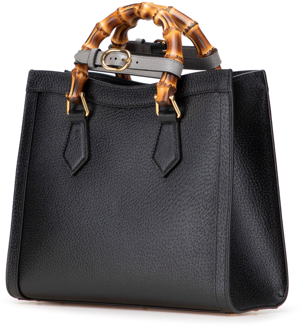 Gucci Small Leather Bamboo Diana Satchel Zwart
