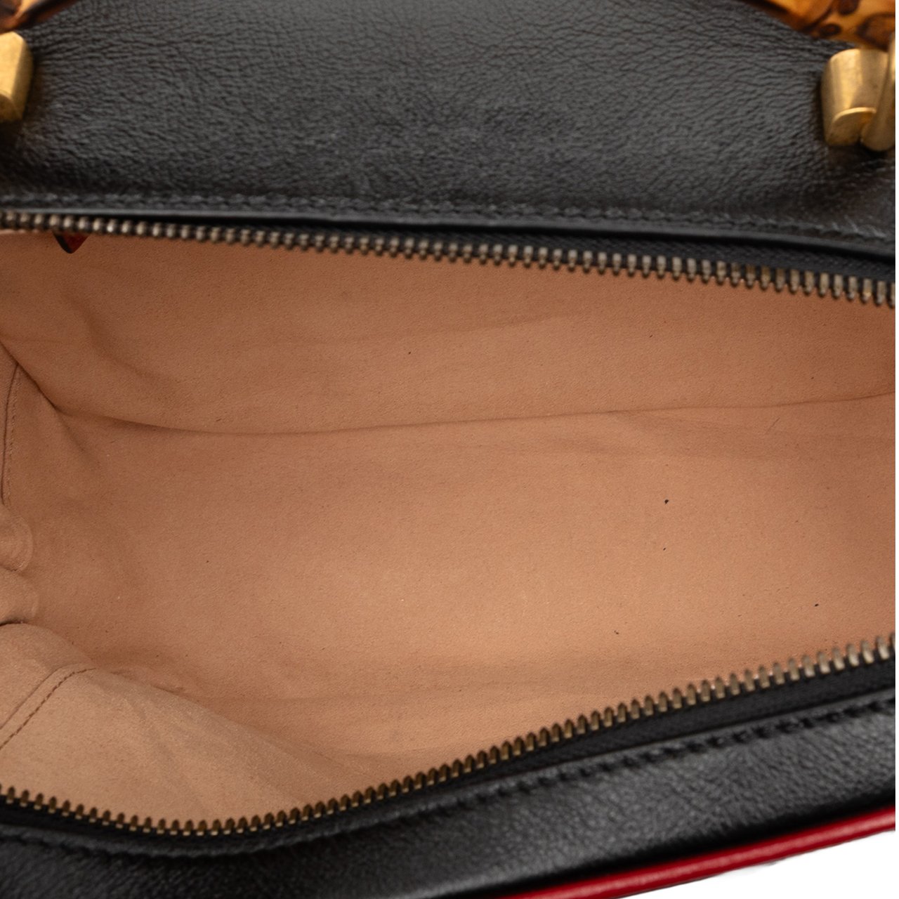 Gucci Small GG Marmont Matelasse Diagonal Leather Torchon Bamboo Satchel Zwart