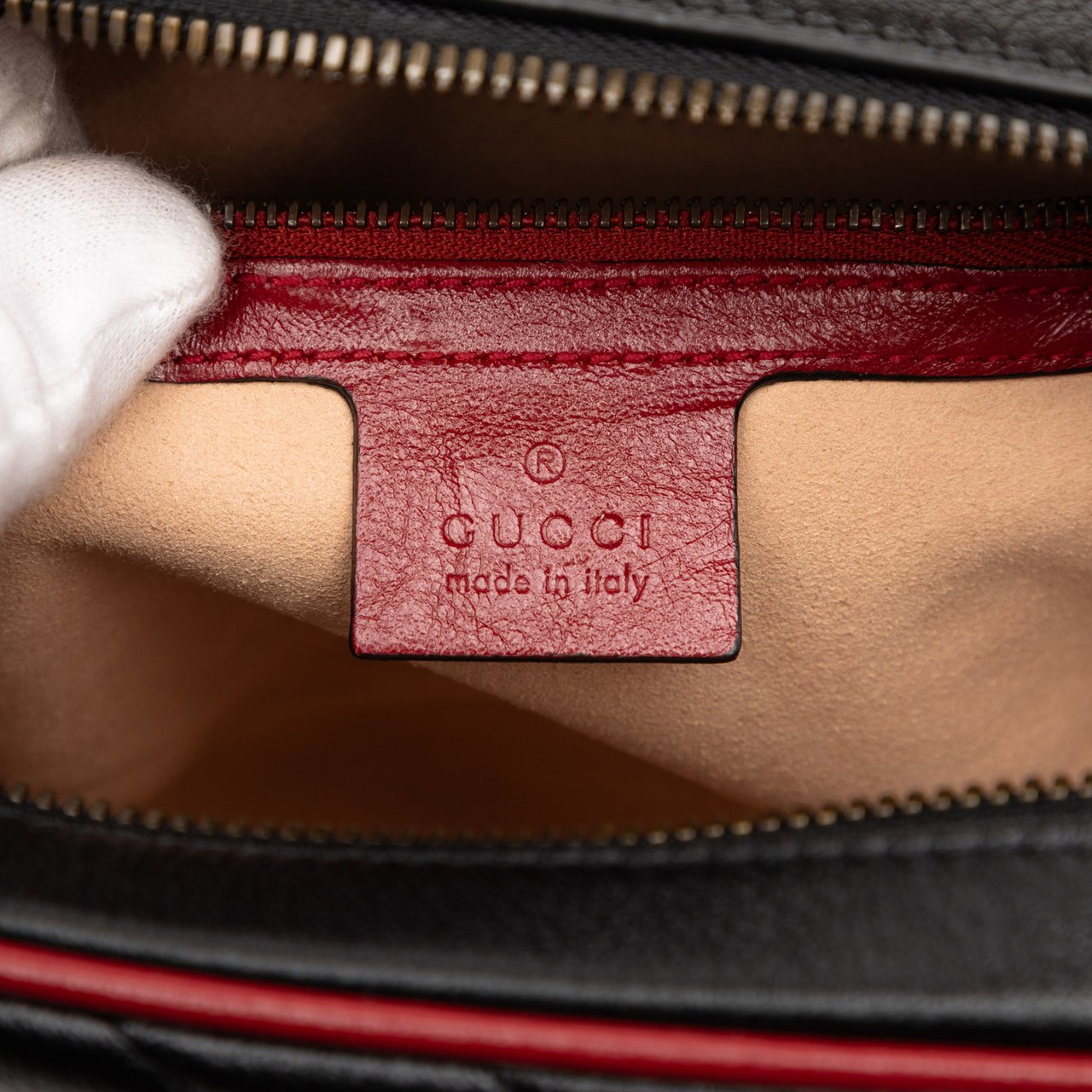 Gucci Small GG Marmont Matelasse Diagonal Leather Torchon Bamboo Satchel Zwart