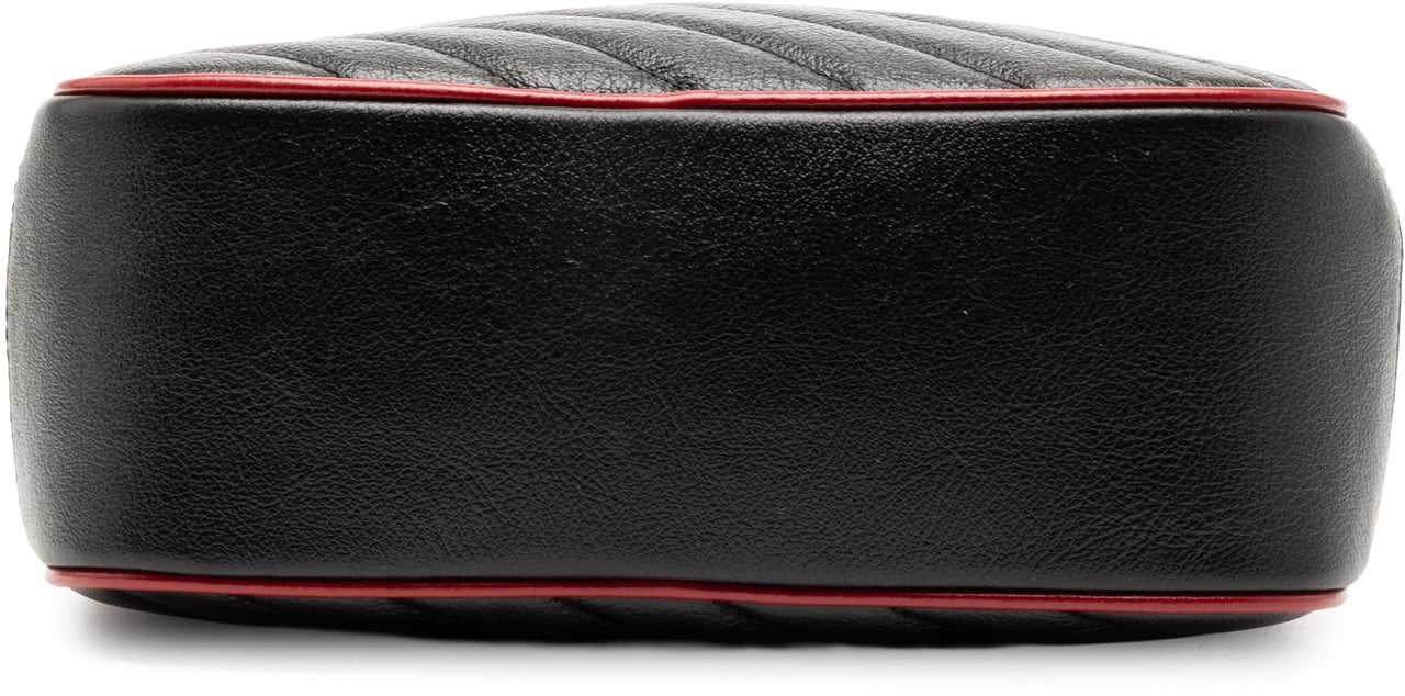 Gucci Small GG Marmont Matelasse Diagonal Leather Torchon Bamboo Satchel Zwart