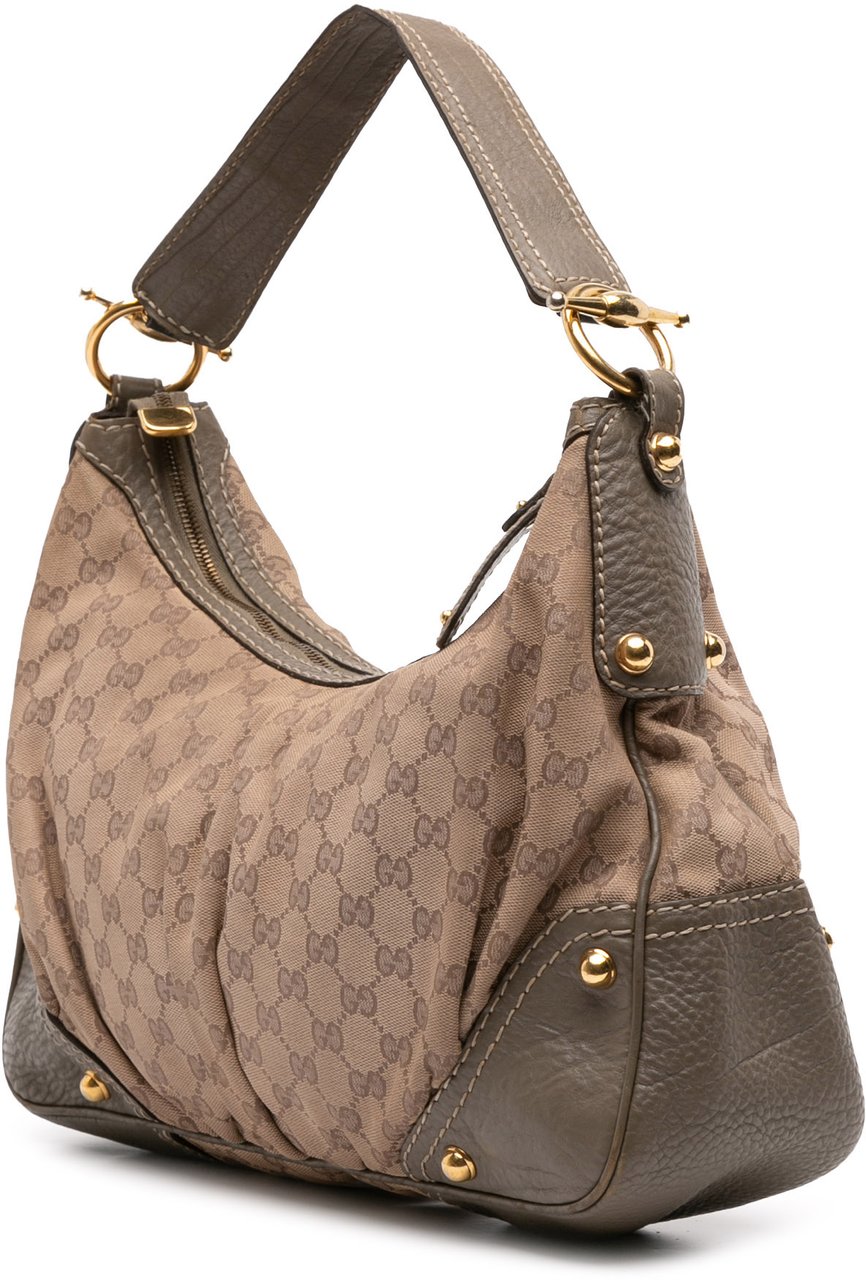 Gucci Medium GG Canvas Jockey Hobo Bruin