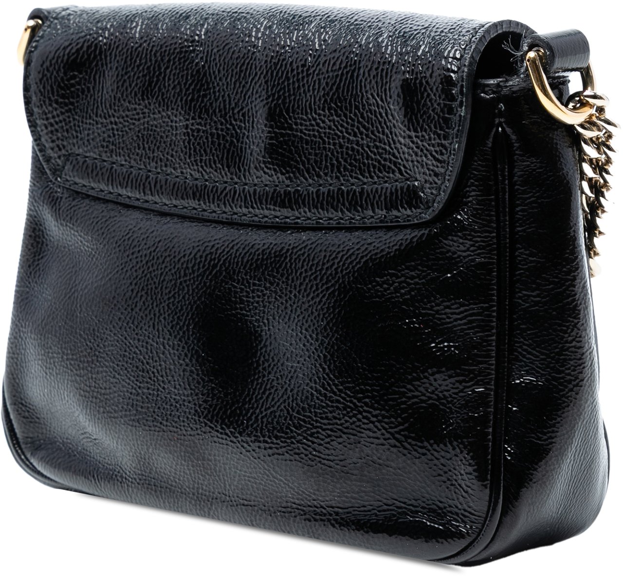Gucci Small Patent Soho Chain Flap Crossbody Zwart
