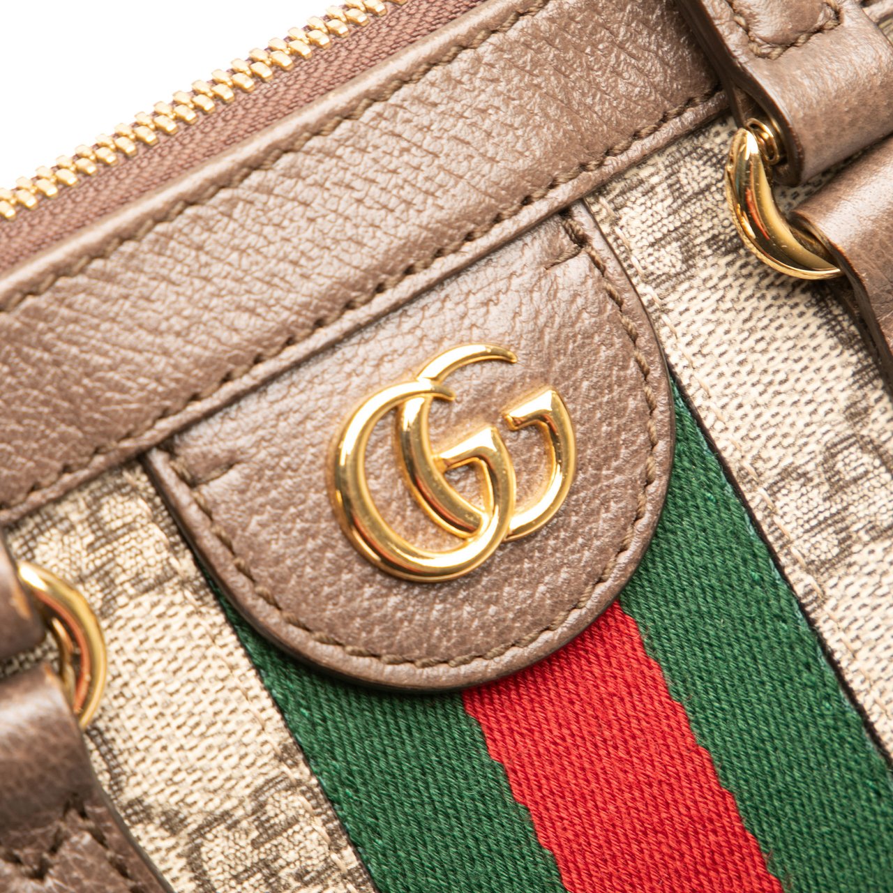Gucci Small GG Supreme Ophidia Satchel Bruin