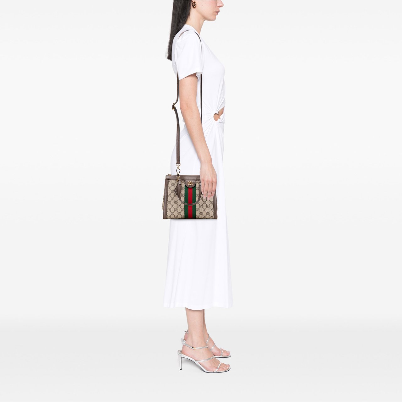 Gucci Small GG Supreme Ophidia Satchel Bruin