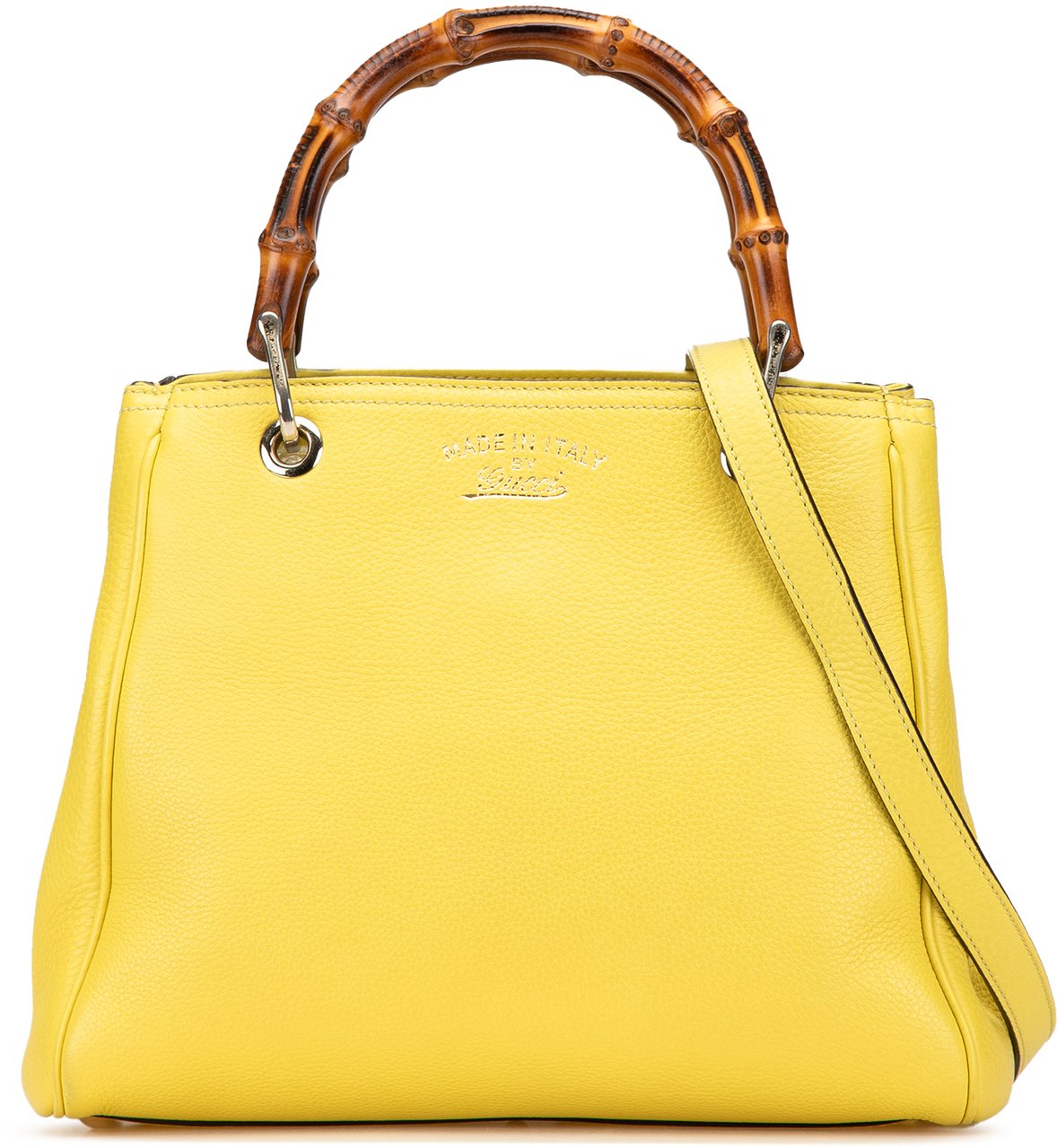 Gucci Small Calfskin Bamboo Shopper Satchel Geel