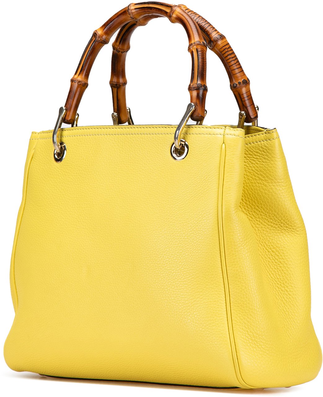 Gucci Small Calfskin Bamboo Shopper Satchel Geel