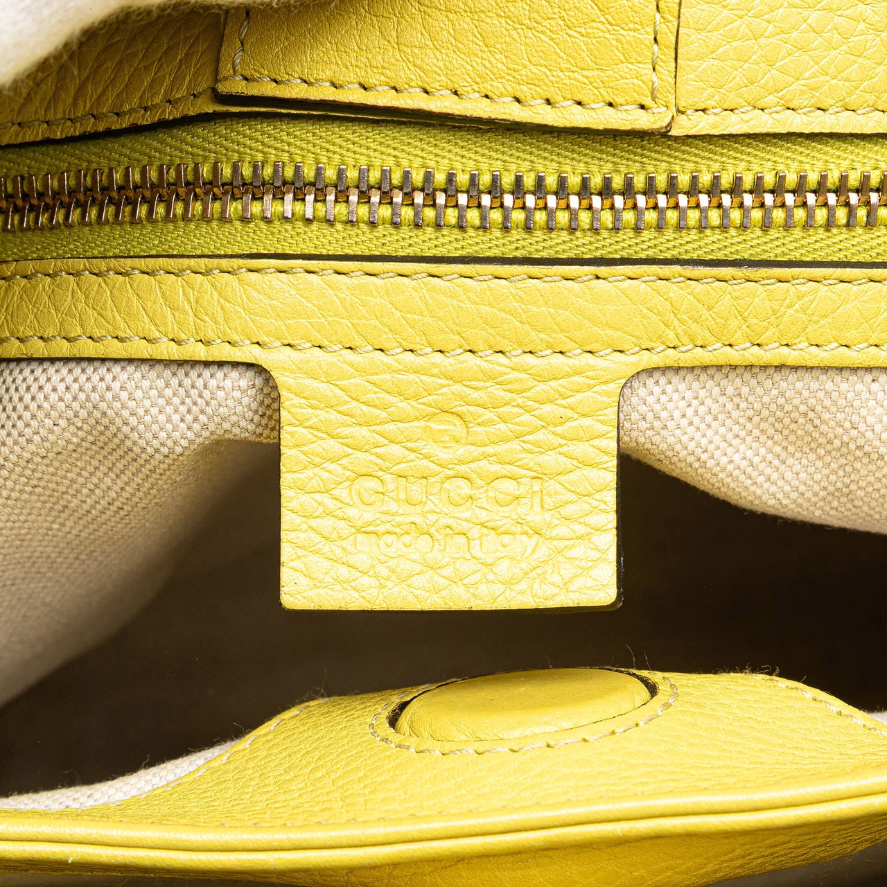 Gucci Small Calfskin Bamboo Shopper Satchel Geel