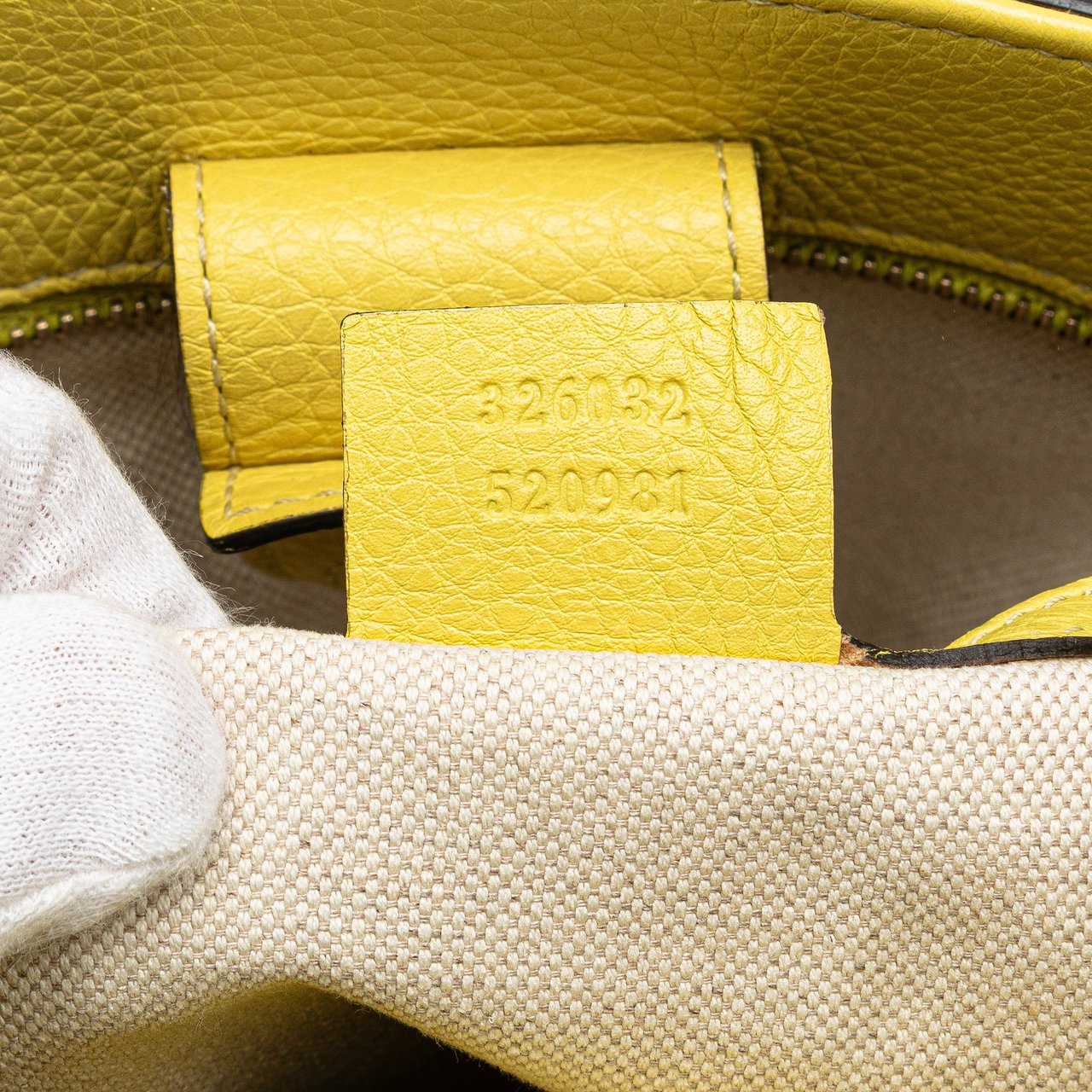 Gucci Small Calfskin Bamboo Shopper Satchel Geel