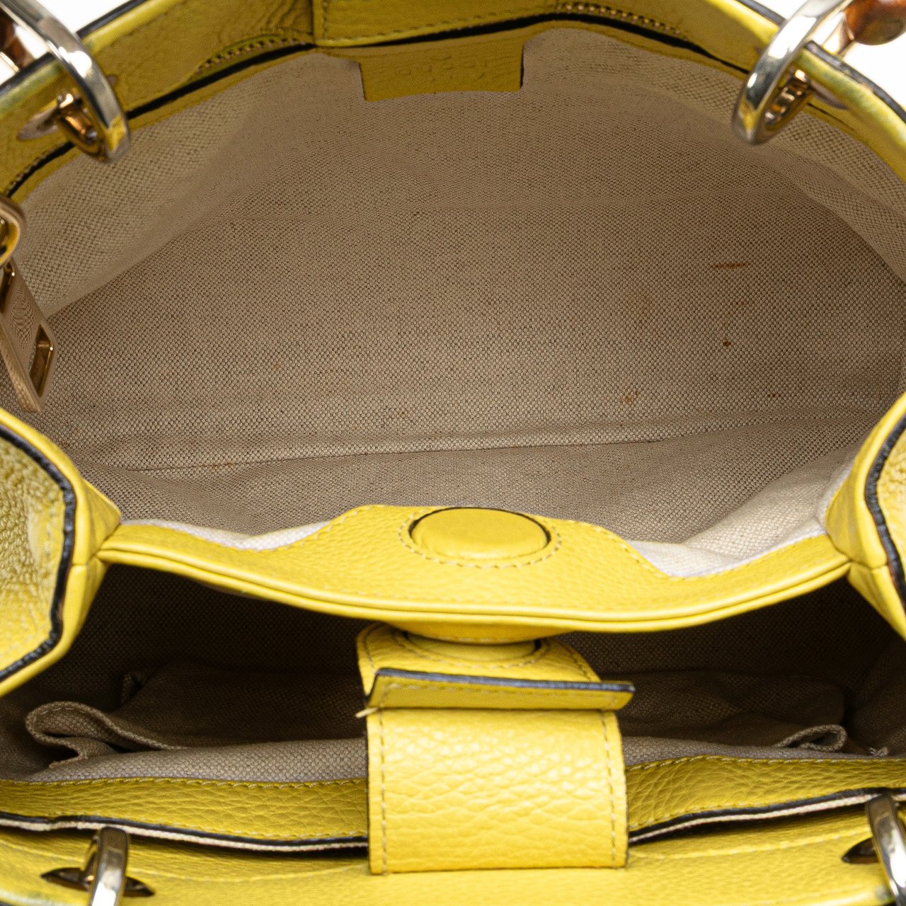 Gucci Small Calfskin Bamboo Shopper Satchel Geel