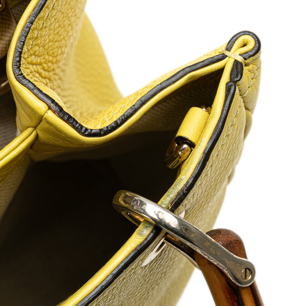 Gucci Small Calfskin Bamboo Shopper Satchel Geel