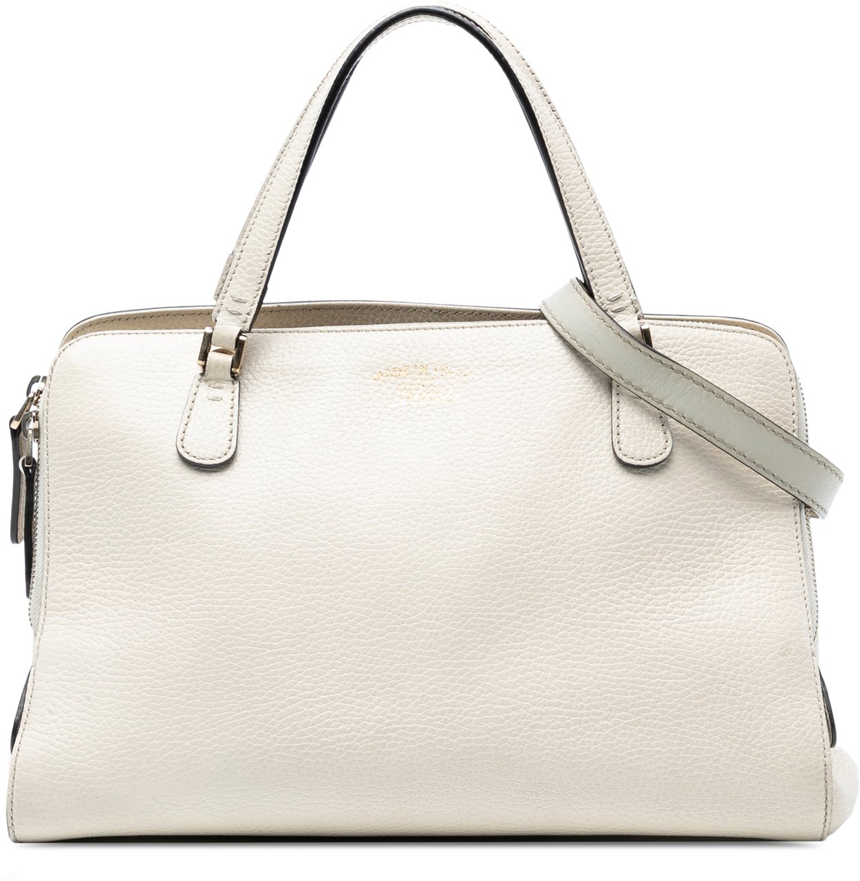 Gucci Calfskin Swing Top Handle Satchel Wit