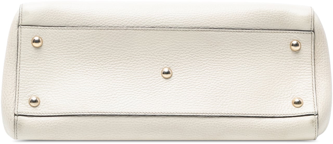 Gucci Calfskin Swing Top Handle Satchel Wit