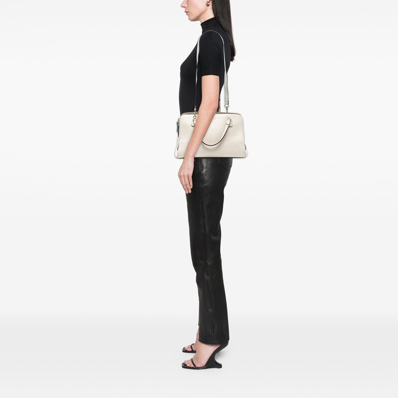 Gucci Calfskin Swing Top Handle Satchel Wit