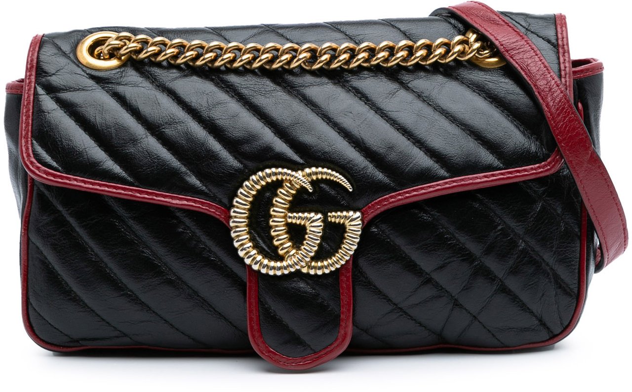 Gucci Small GG Marmont Matelasse Leather Torchon Flap Crossbody Zwart