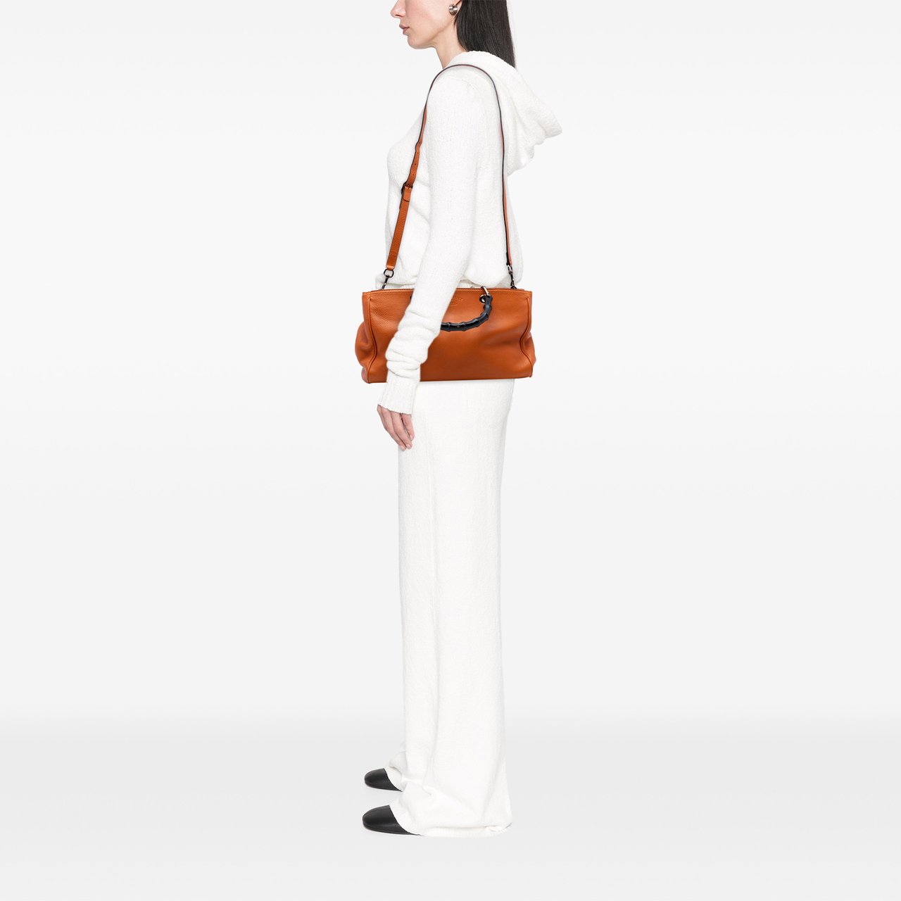 Gucci Medium Calfskin Bamboo Shopper Satchel Oranje