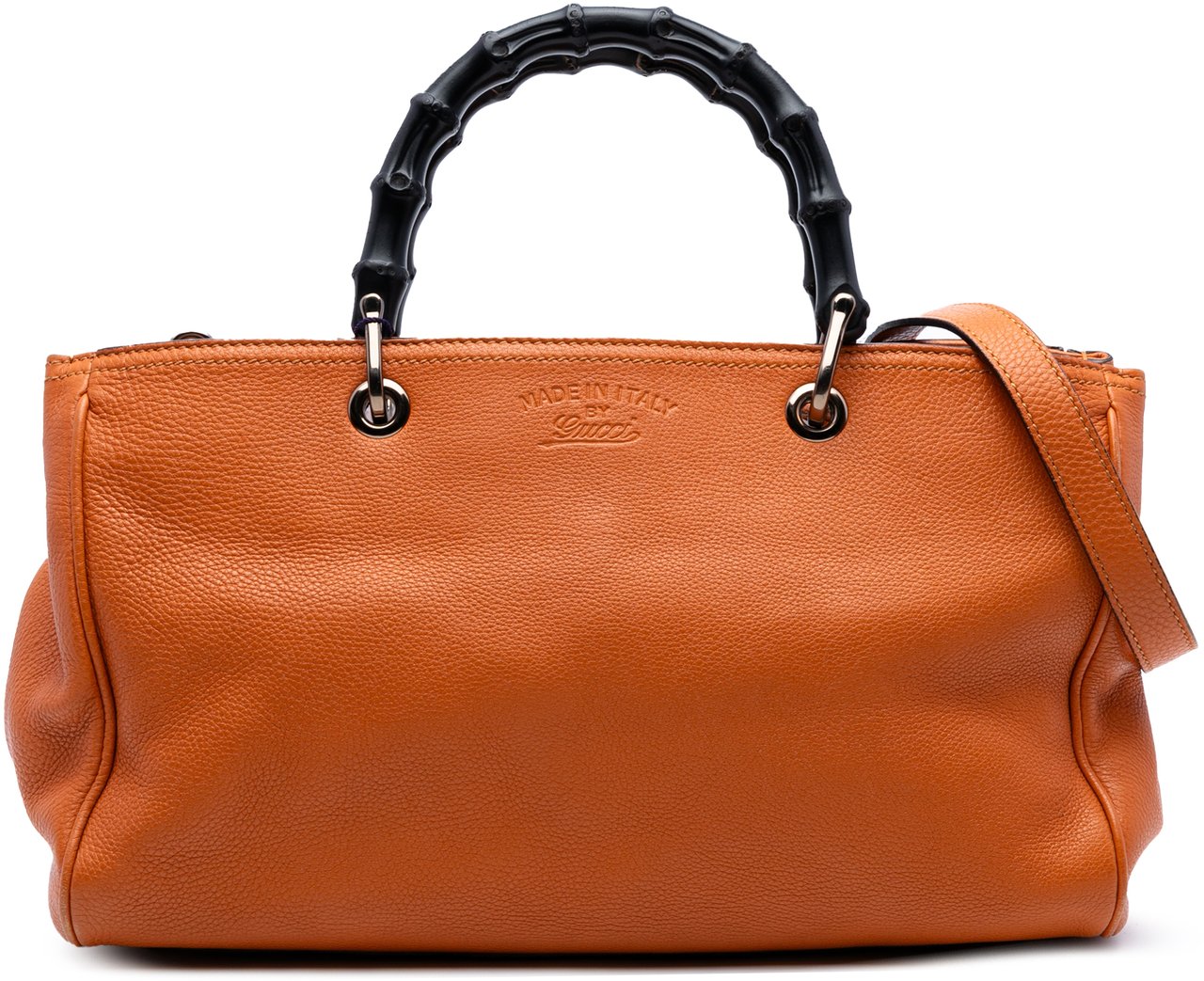 Gucci Medium Calfskin Bamboo Shopper Satchel Oranje